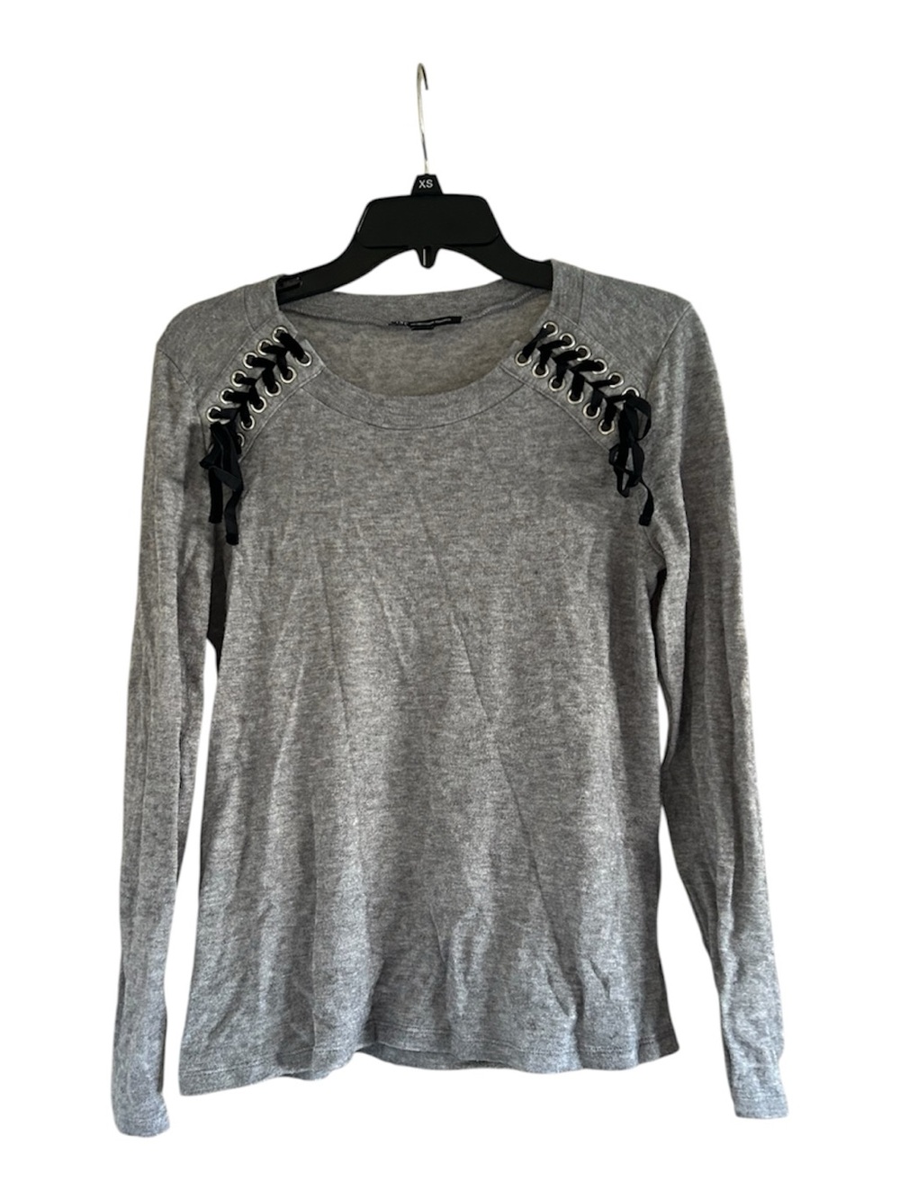 INC International Concepts Lace-up Back and Gray Size Small Long Sleeve Sweater